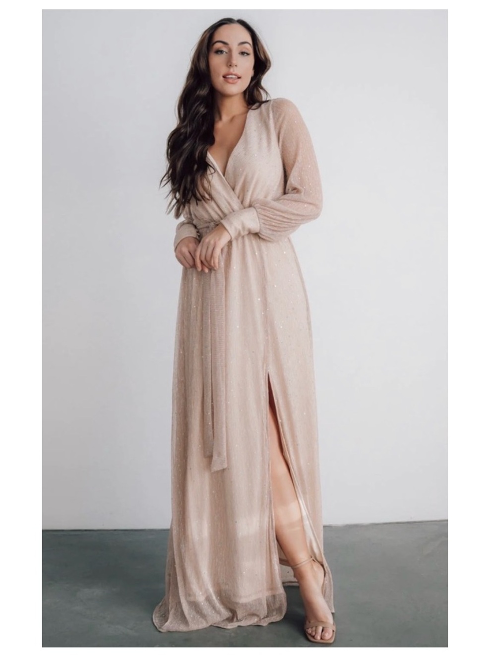 NWT Baltic Born Abigail Sparkle Gown Dress in Champagne Size XS
